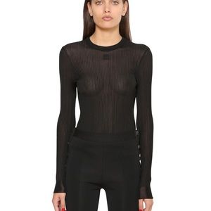 Sexy sheer ribbed Givenchy chest logo crew neck